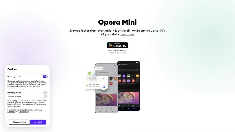 Homepage of Opera Mini