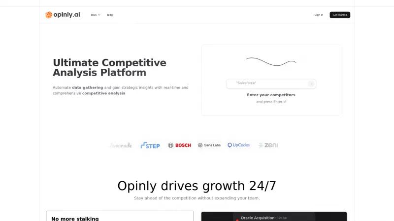 Homepage of Opinly.ai