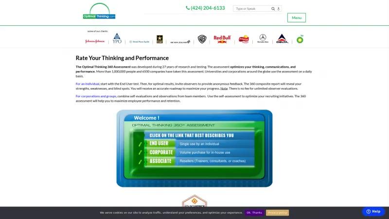 Homepage of Optimal Thinking 360 Assessment