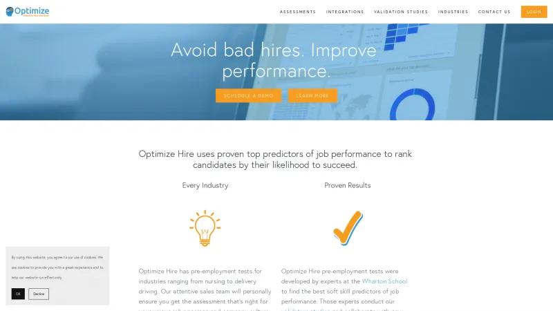 Homepage of Optimize Hire