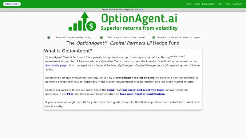 Homepage of OptionAgent.ai