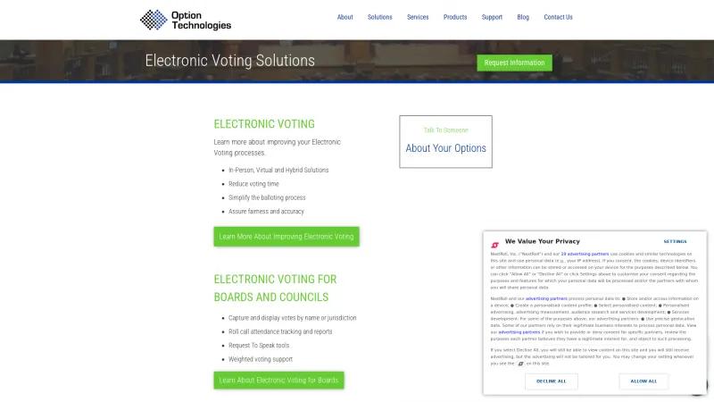 Homepage of OptionPower Voting Software