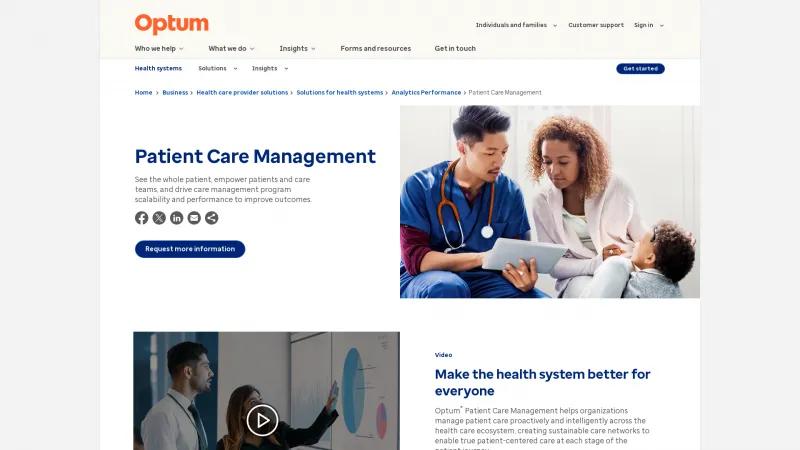 Homepage of Optum Patient Care Management