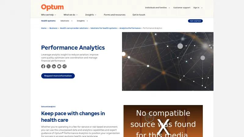 Homepage of Optum Performance Analytics