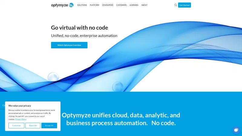 Homepage of Optymyze