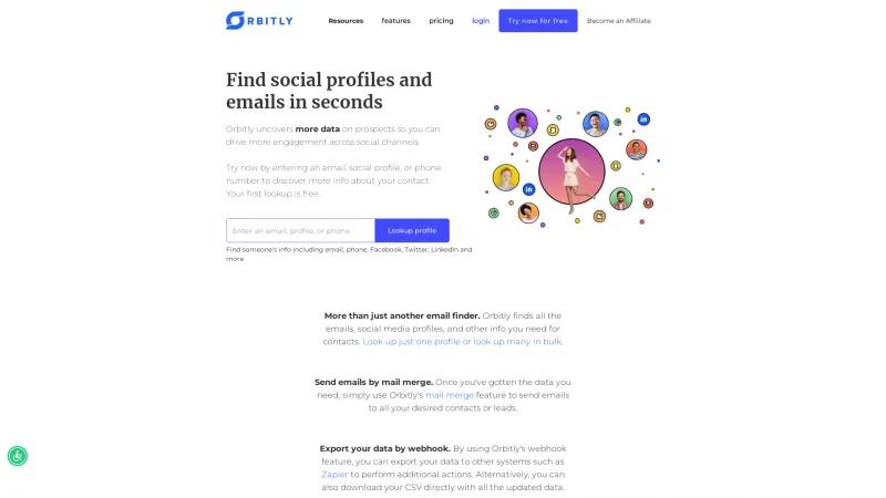 Homepage of Orbitly