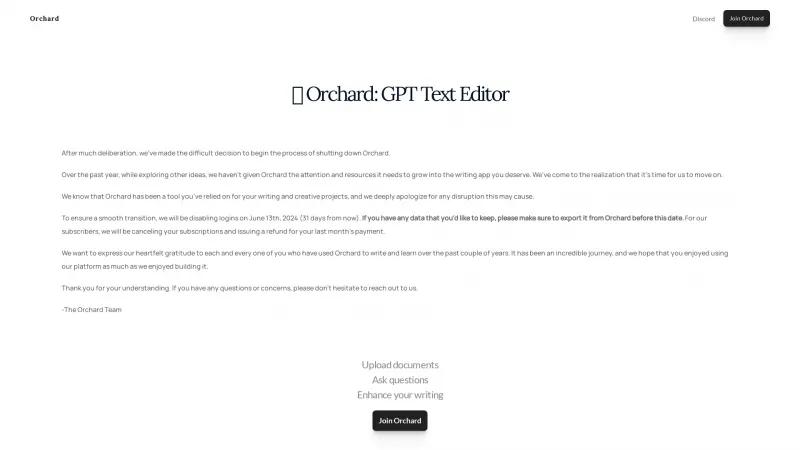 Homepage of Orchard