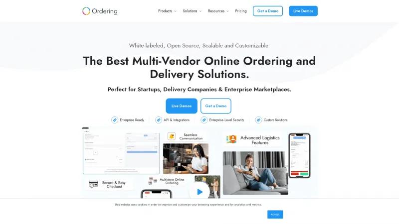 Homepage of Ordering.co