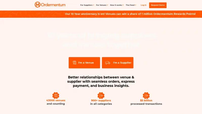 Homepage of Ordermentum