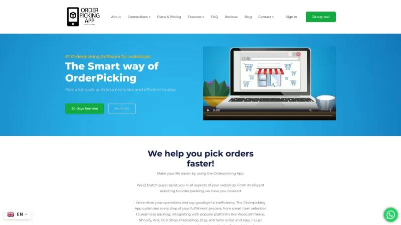 Homepage of Orderpicking App