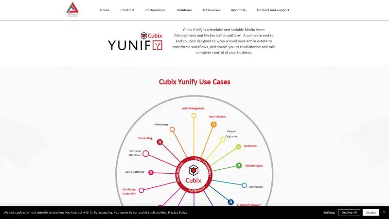 Homepage of Cubix Yunify