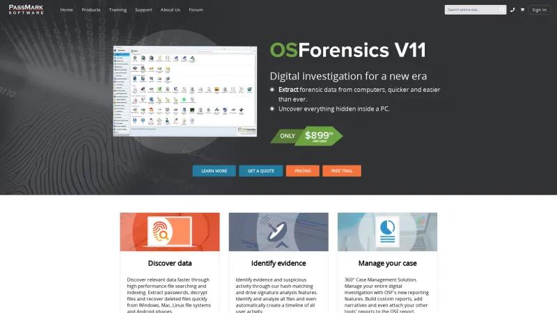 Homepage of OSForensics