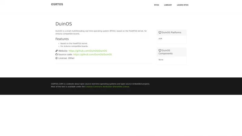 Homepage of DuinOS