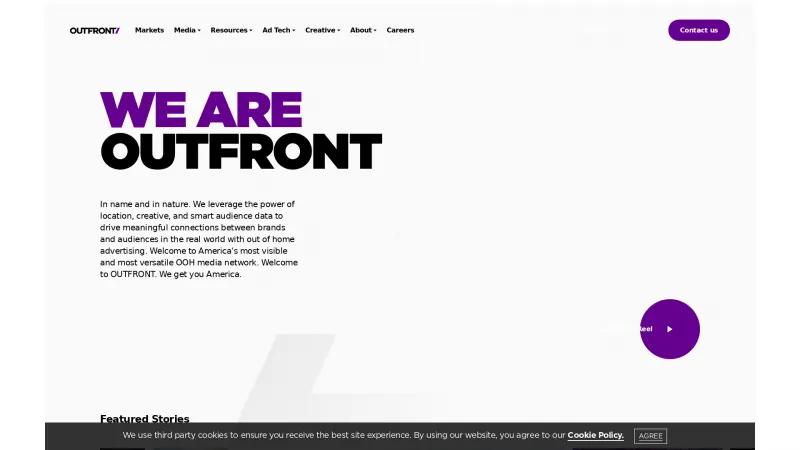 Homepage of OUTFRONT