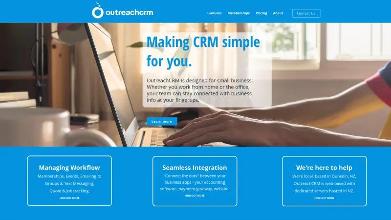 Homepage of OutreachCRM