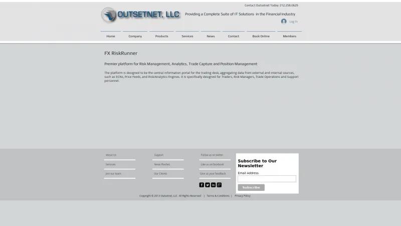 Homepage of FX RiskRunner