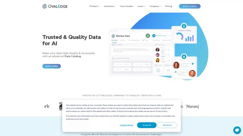 Homepage of OvalEdge