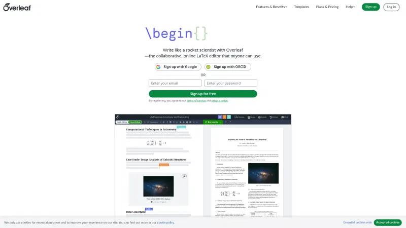 Homepage of Overleaf