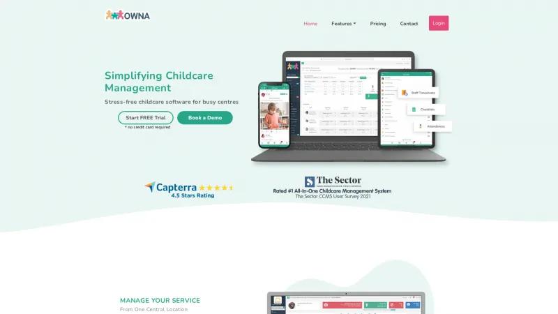 Homepage of OWNA