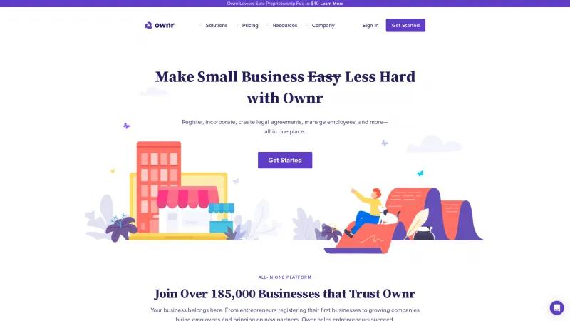 Homepage of Ownr