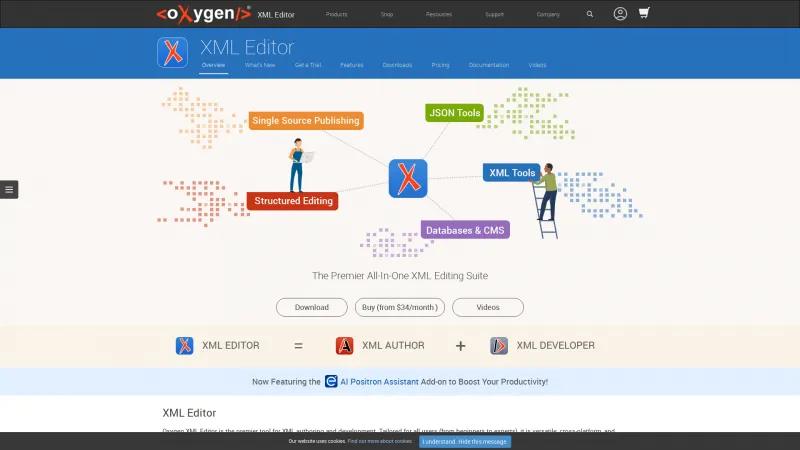 Homepage of Oxygen XML Editor