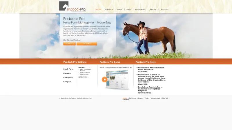 Homepage of Paddock Pro