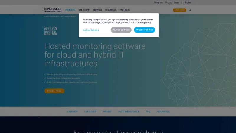 Homepage of Paessler PRTG Hosted Monitor