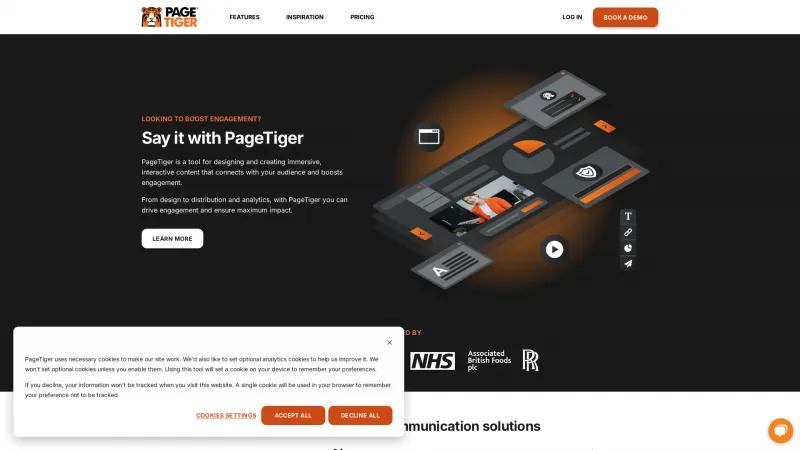 Homepage of PageTiger