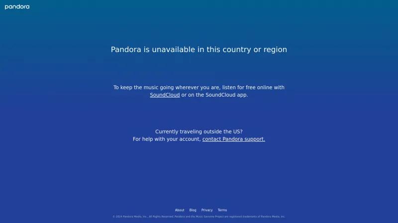 Homepage of Pandora