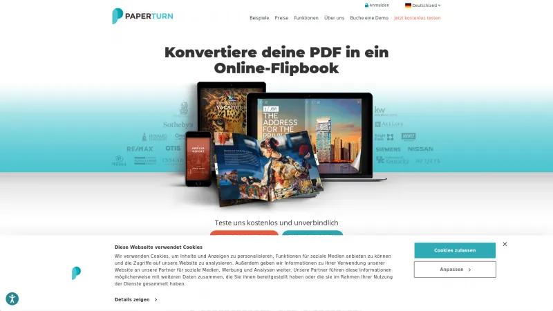 Homepage of Paperturn