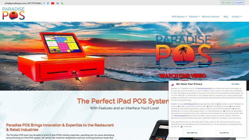 Homepage of Paradise POS