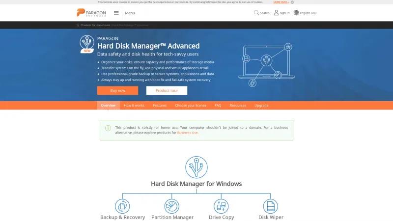 Homepage of Paragon Hard Disk Manager