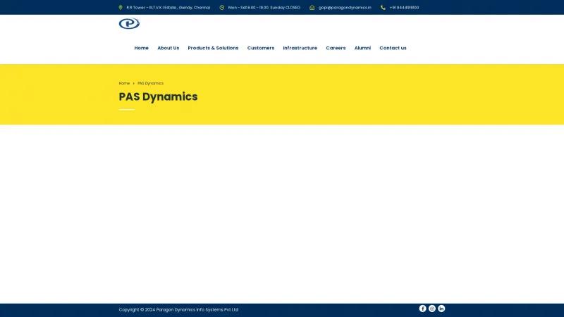 Homepage of PAS Dynamics