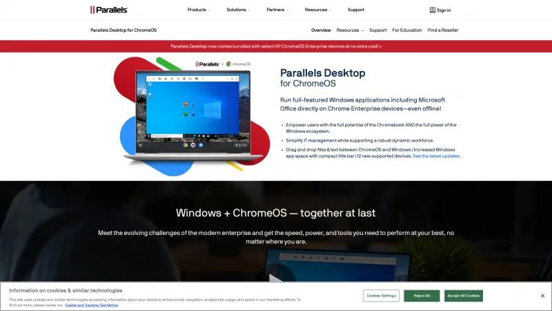 Homepage of Parallels Desktop for Chrome OS