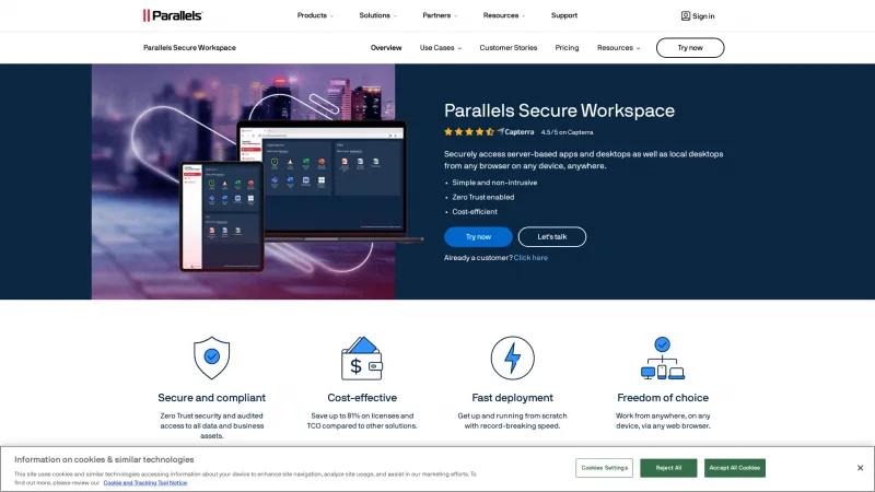 Homepage of Parallels Secure Workspace