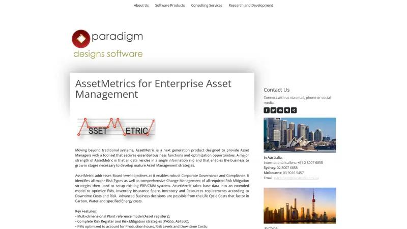 Homepage of AssetMetrics