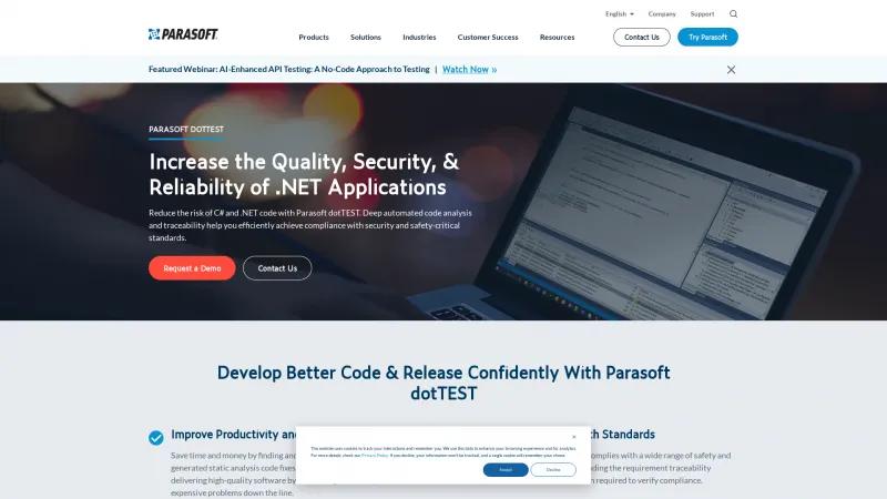 Homepage of Parasoft dotTEST