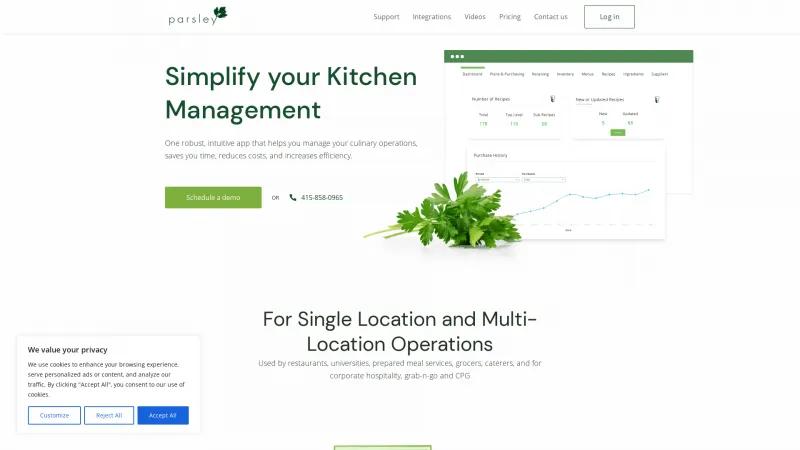 Homepage of Parsley