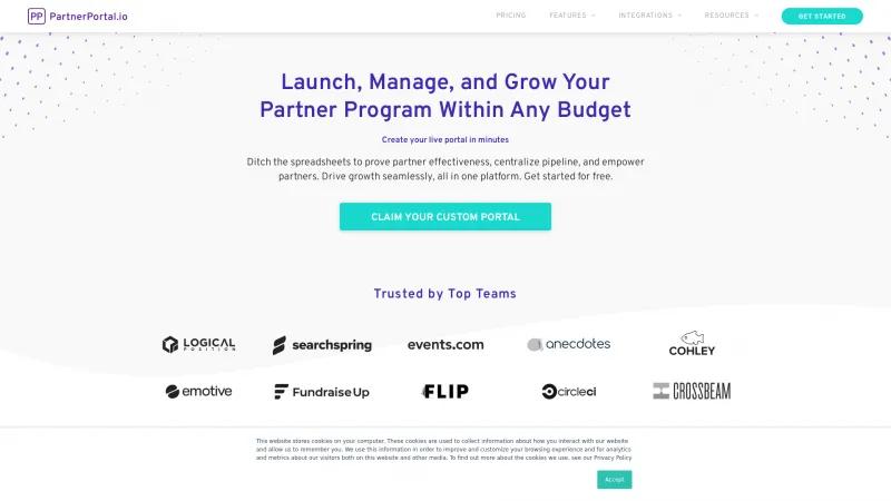 Homepage of PartnerPortal.io