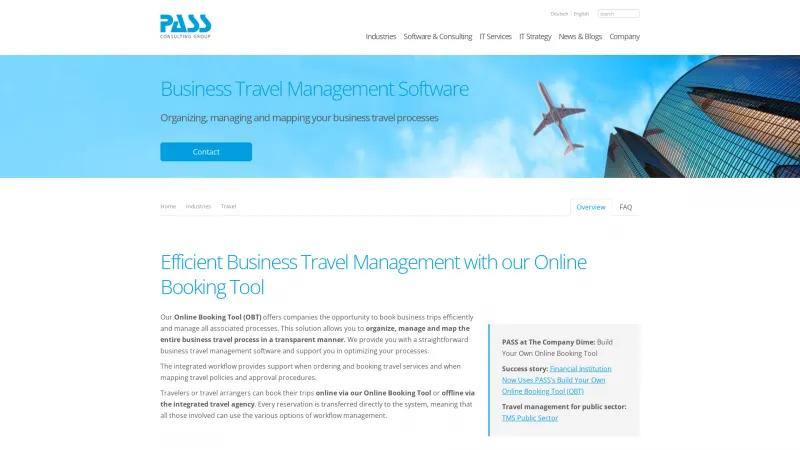 Homepage of PASS Internet Booking Engine