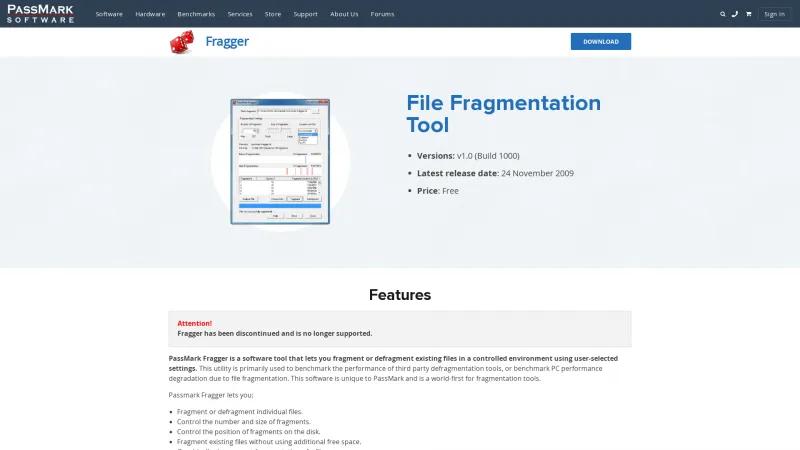 Homepage of PassMark Fragger