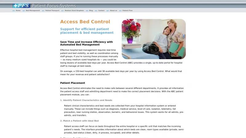 Homepage of Access Bed Control