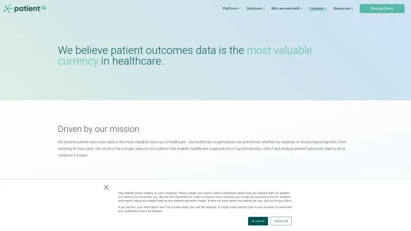 Homepage of PatientIQ