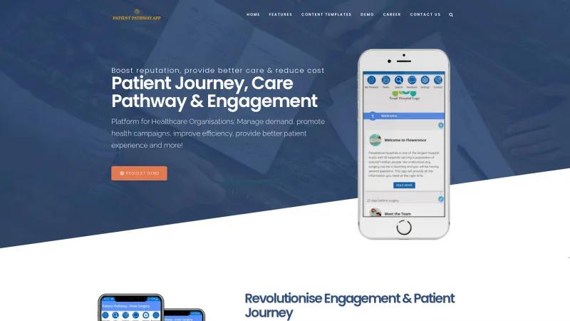 Homepage of Patient Pathway App