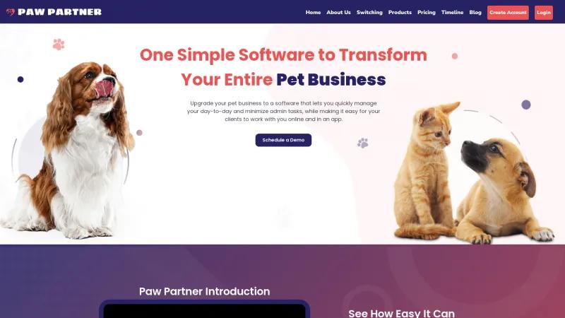 Homepage of Paw Partner