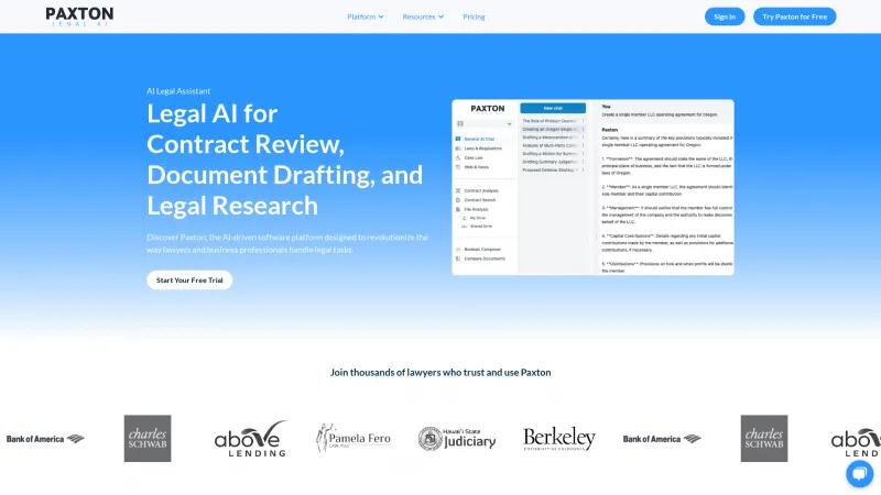 Homepage of Paxton AI