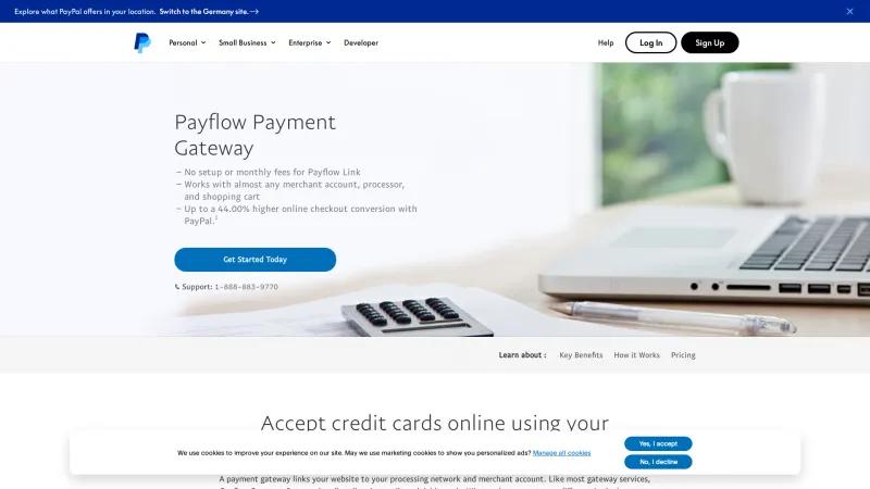 Homepage of Payflow Payment Gateway