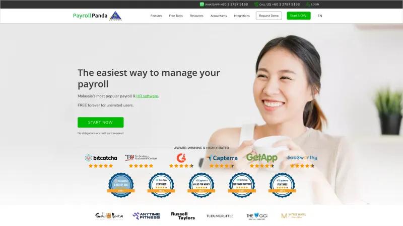 Homepage of PayrollPanda