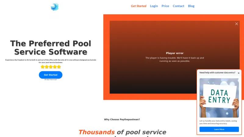 Homepage of Paythepoolman