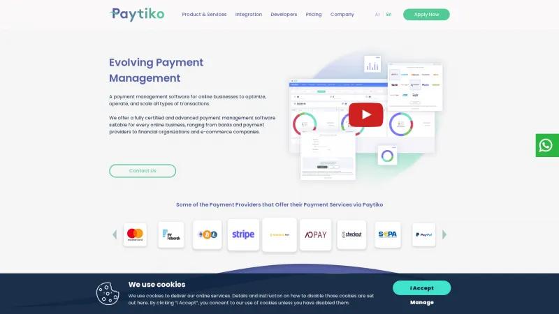 Homepage of Paytiko